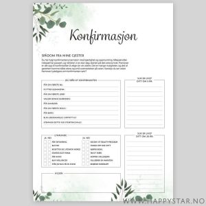 Spådomsark om konfirmanten, eukalyptus - 20 stk