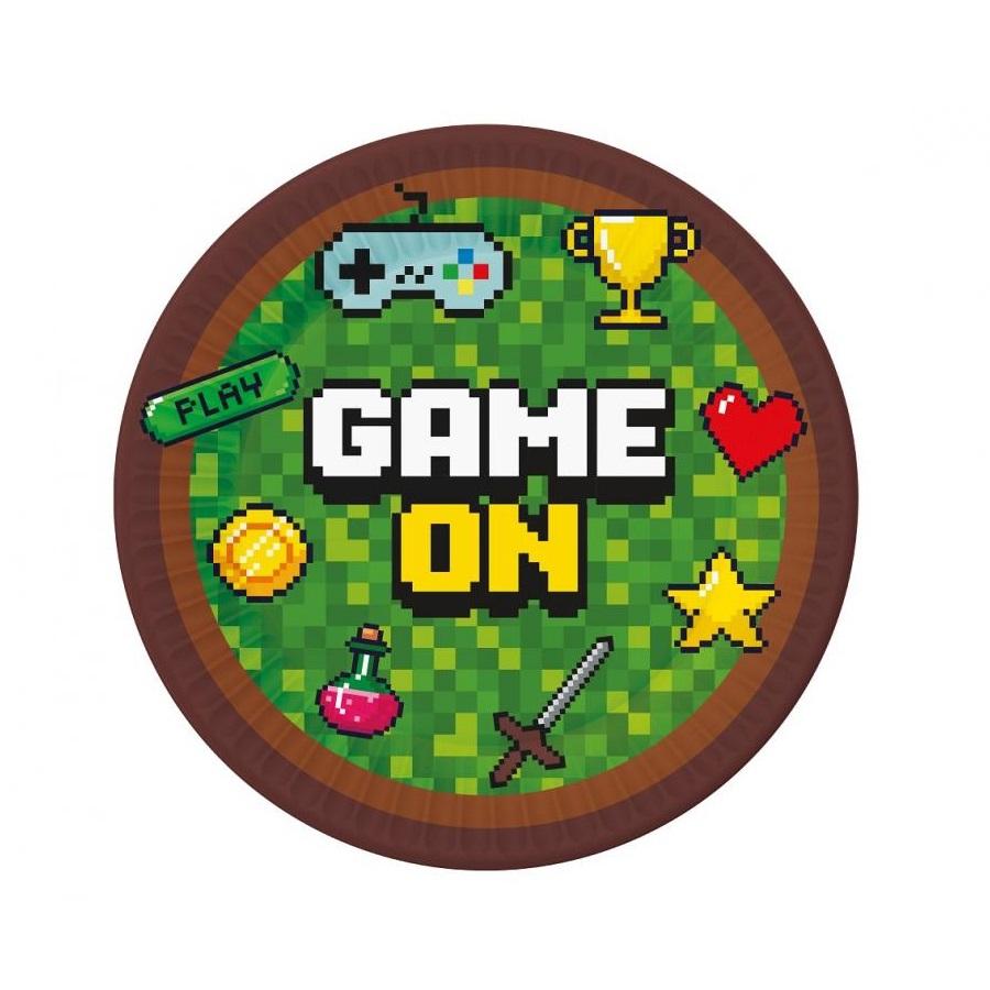 Papptallerkener, game on - 6 stk