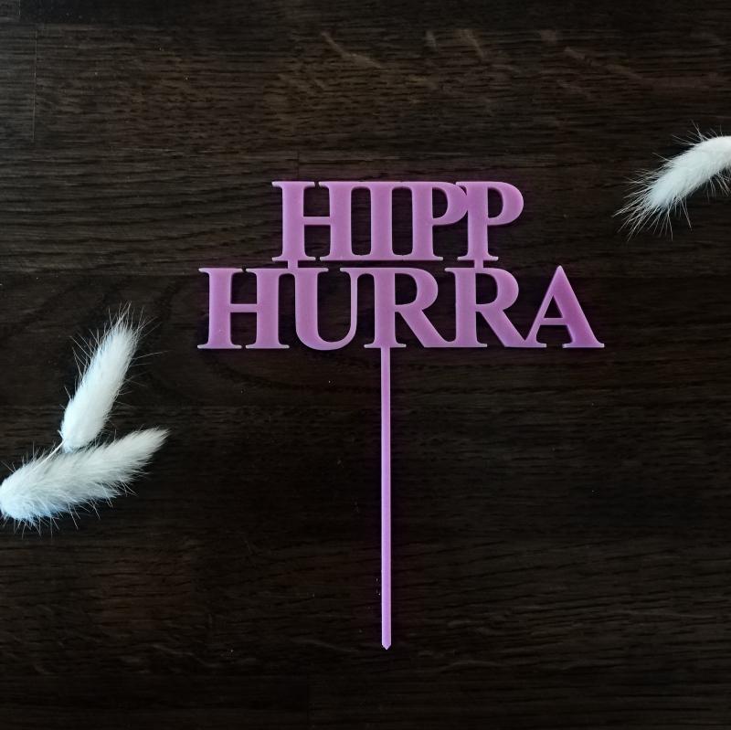 Kakepynt, lys rosa - Hipp hurra