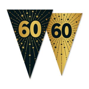 Vimpelbanner gull og svart, 60 år - 10m