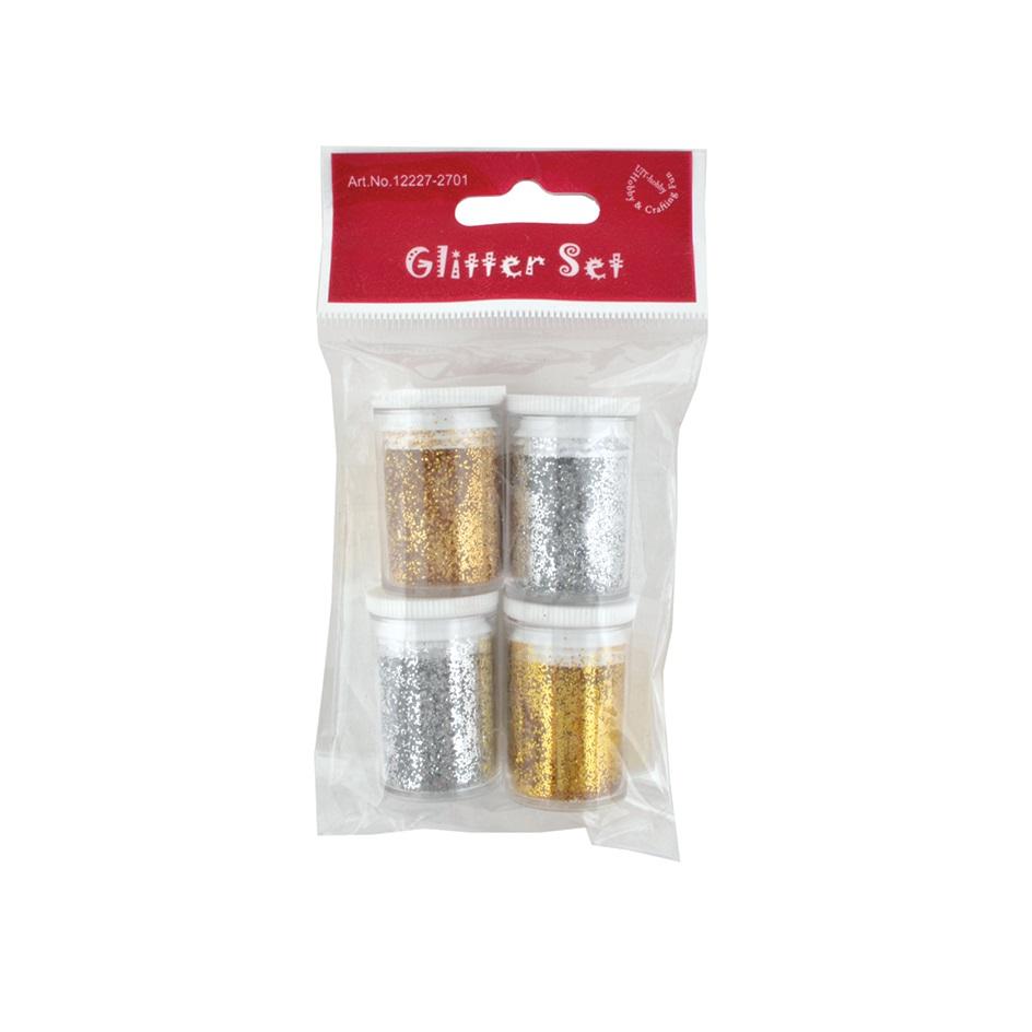Glittersett, sølv/gull - 4 stk