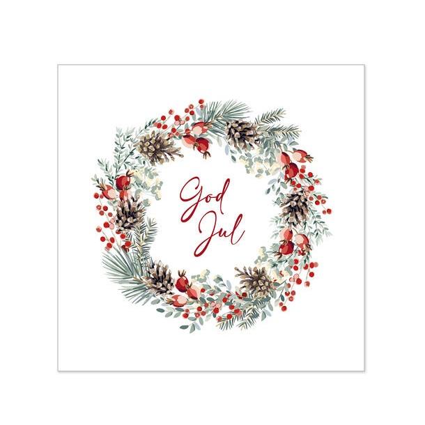 Servietter, God jul med krans – 20 stk