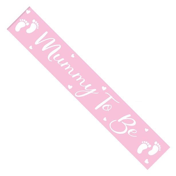 Festbånd, lys rosa og hvit - mummy to be