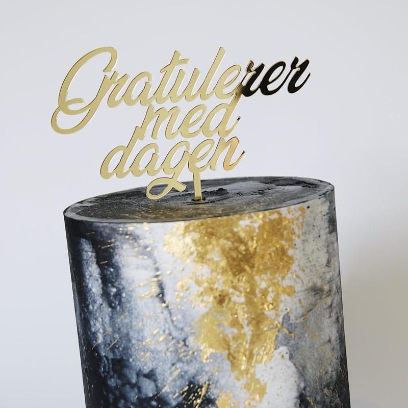 Kakepynt speil, gull - Gratulerer med dagen