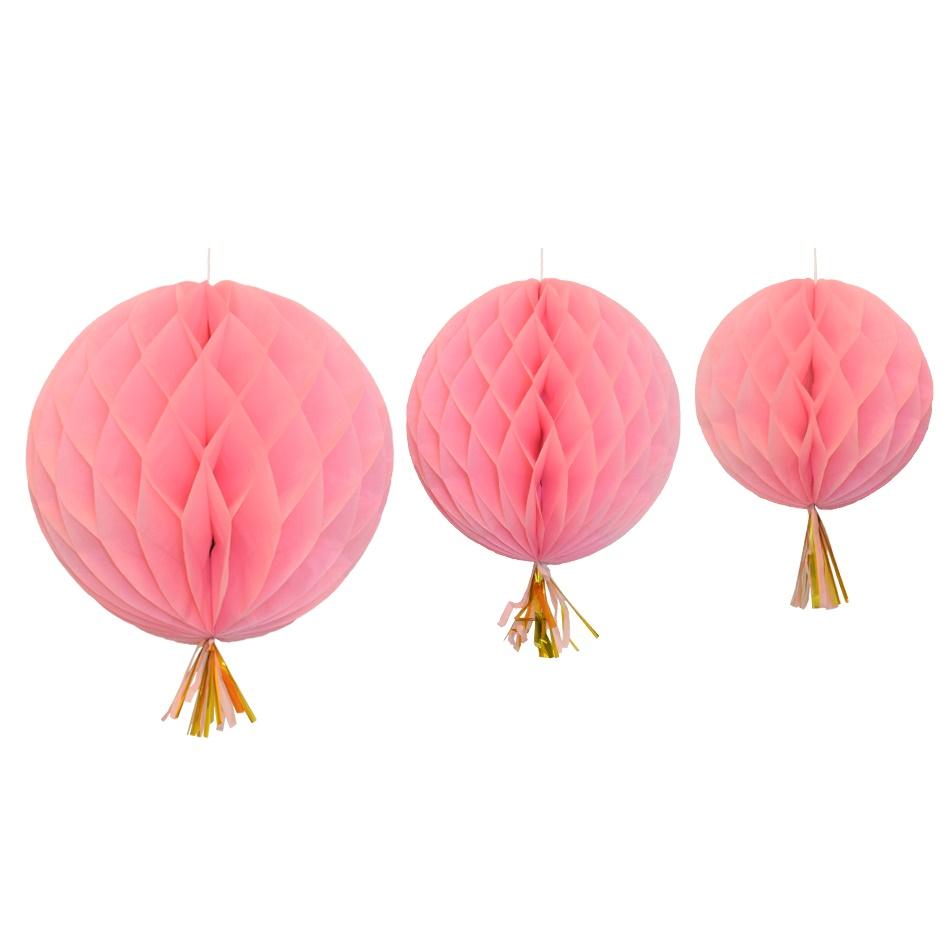 Honeycombs med tassel, lys rosa - 3 stk