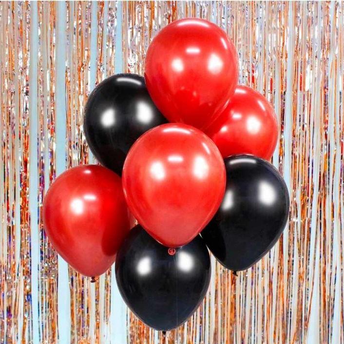 Ballonger, svart og rød - 7 stk