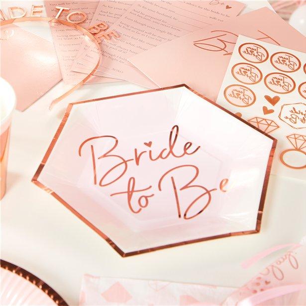 Papptallerkener Bride to be, dus rosa – 8 stk