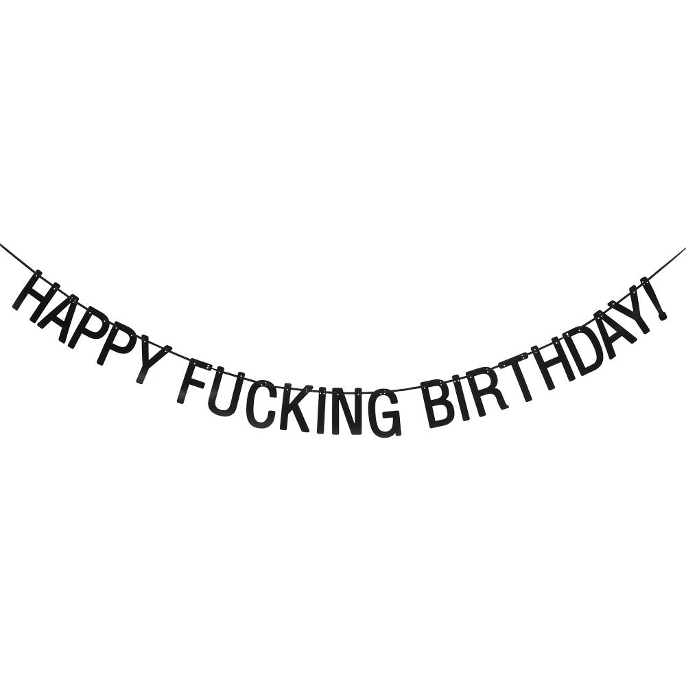 Banner svart - Happy fucking birthday