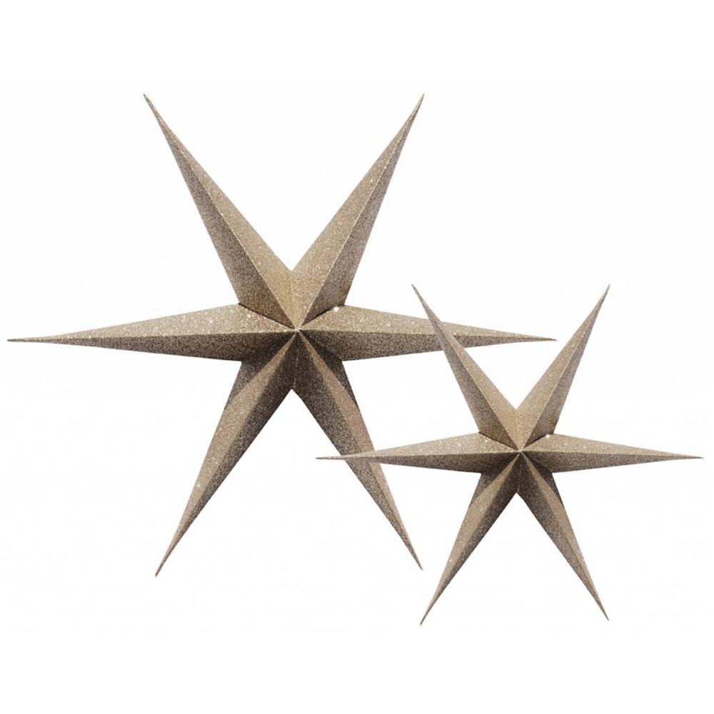 Glitterstjerner gull - 2 stk