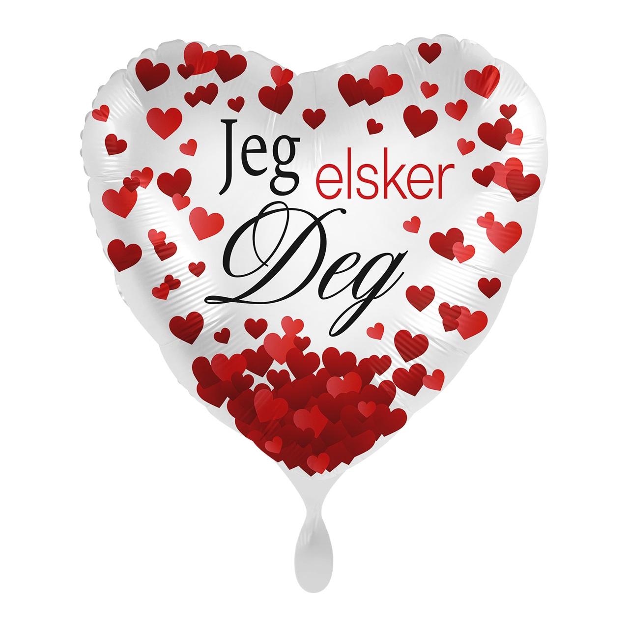 Folieballong, med hjerter - Jeg elsker deg