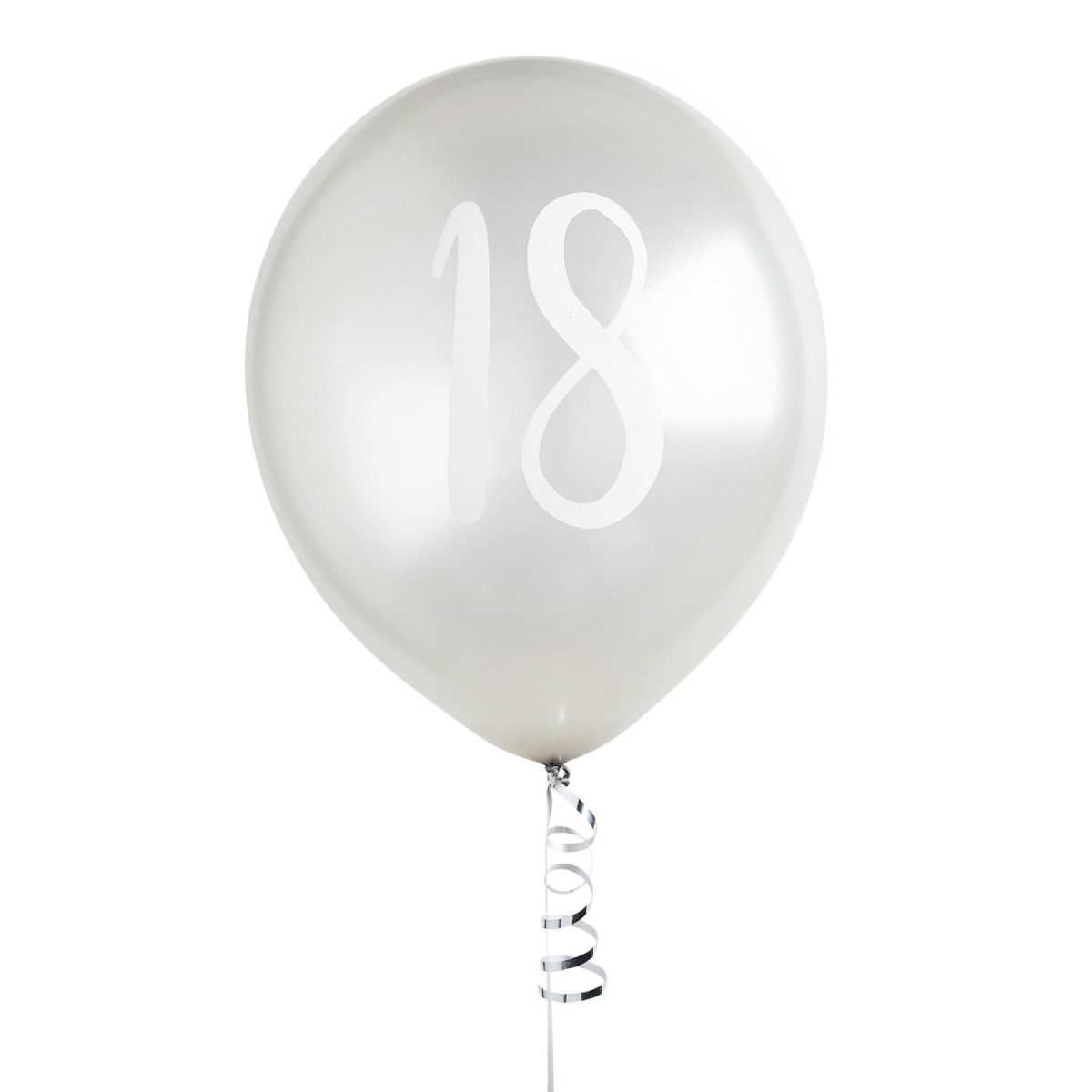 Ballonger metallic sølv 18 - 5 stk