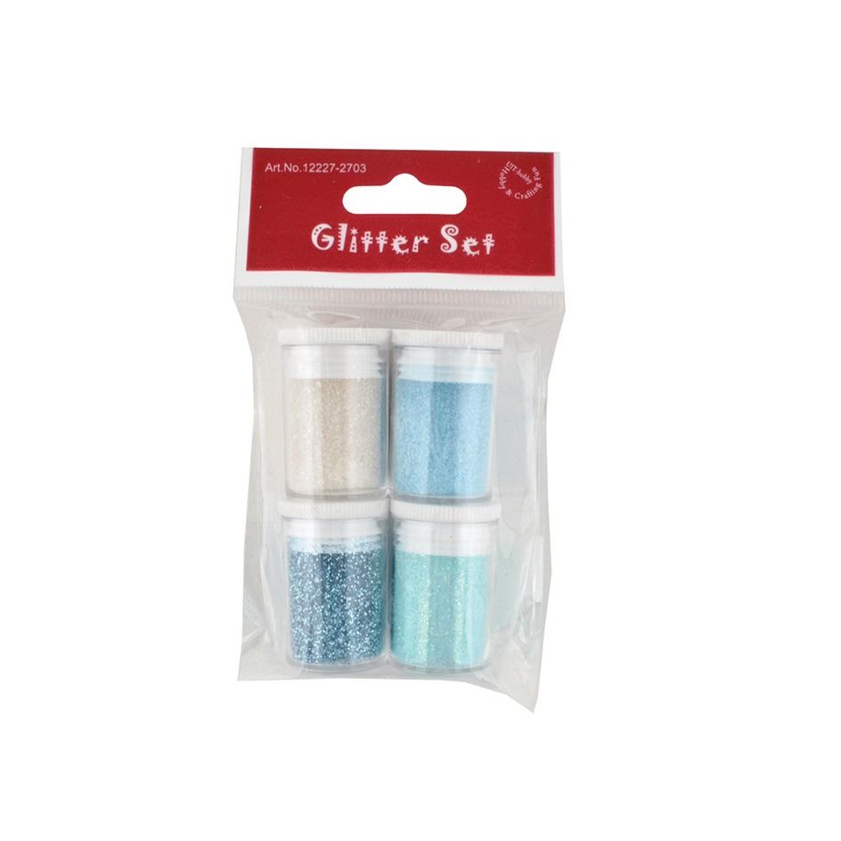 Glittersett - blåfarger - 4 stk