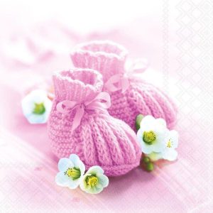 Servietter lunsj, strikkede tøfler rosa – 20 stk