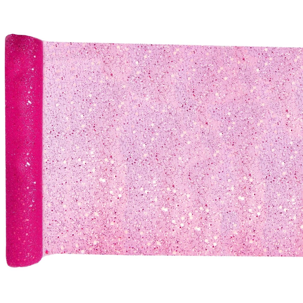 Bordløper, tyll med mørk rosa glitter – 5 meter