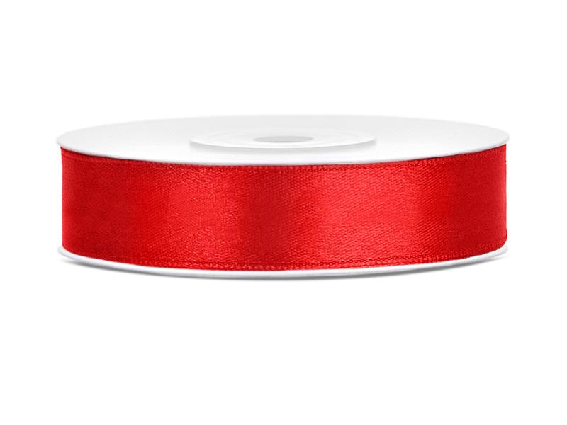 Silkebånd 12mm, rød – 25 m