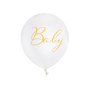 Ballonger hvit og gull, Baby – 10 stk