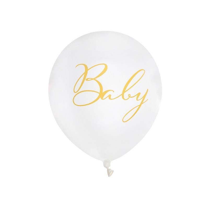 Ballonger hvit og gull, Baby – 10 stk