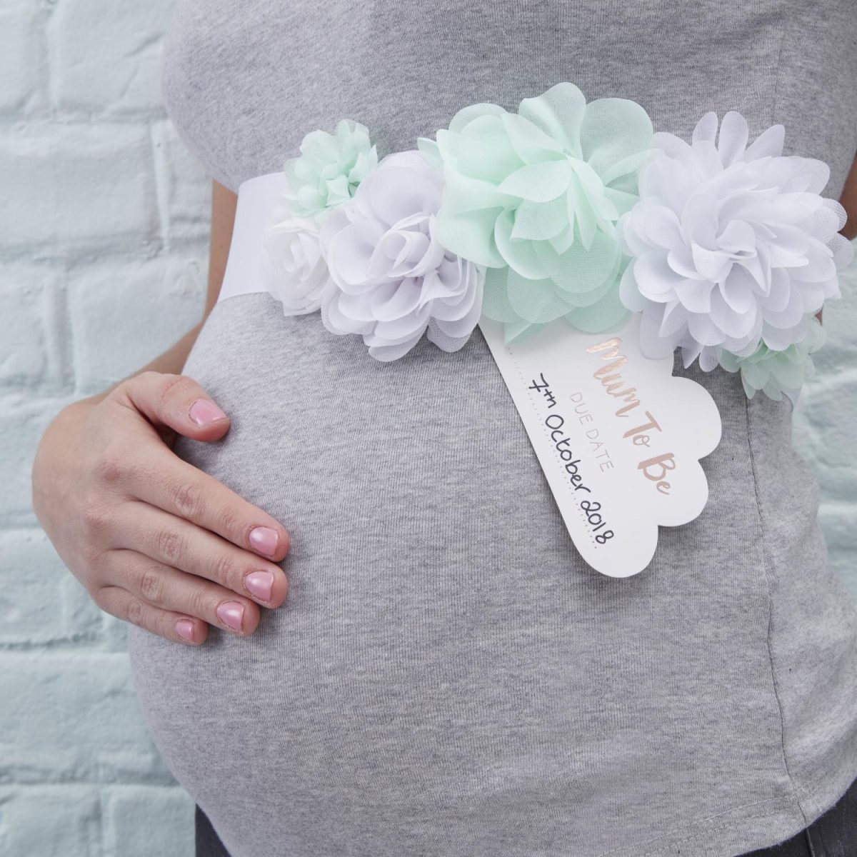 Blomsterbånd, mom to be - Mint og hvitt