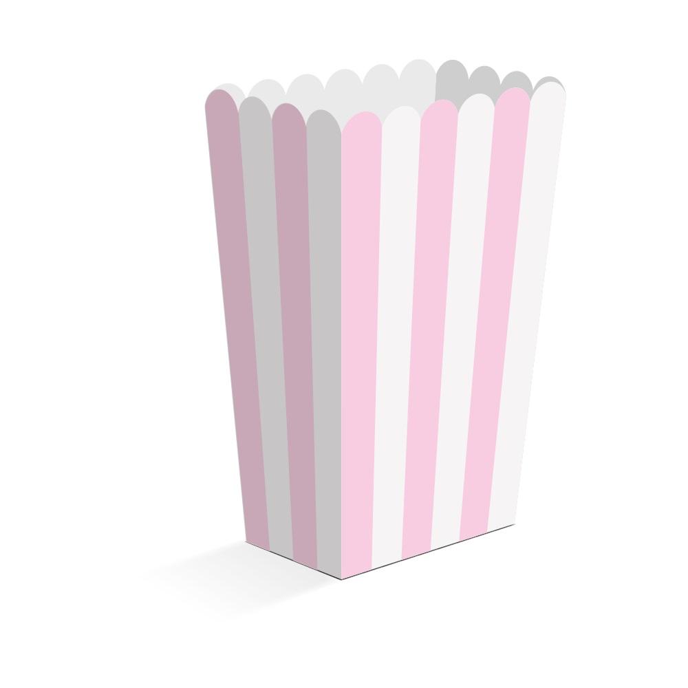 Snacksbokser, stripet lys rosa - 8 stk
