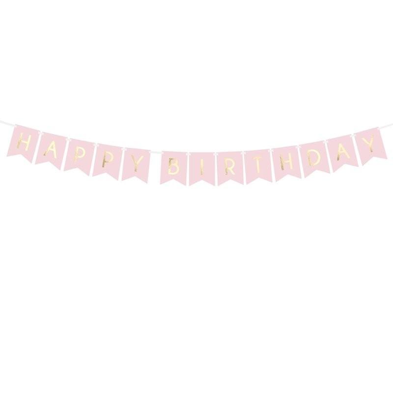 Banner, lys rosa - Happy birthday
