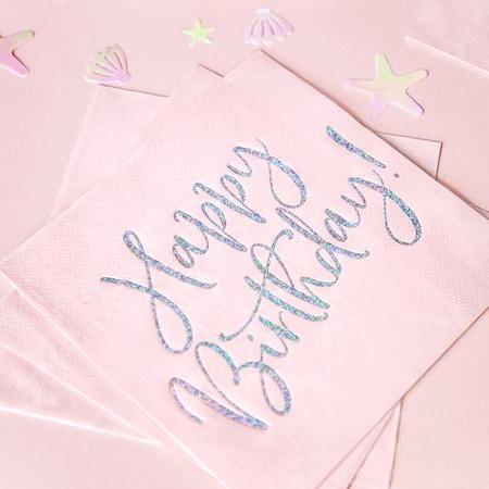 Servietter happy birthday, iriserende – 20 stk
