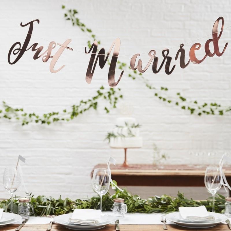Banner rosegull - Just Married