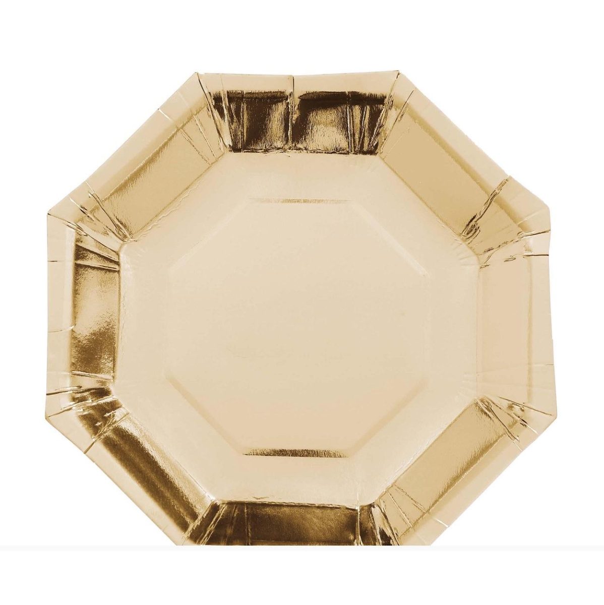 Papptallerkener hexagon, gull - 6 stk