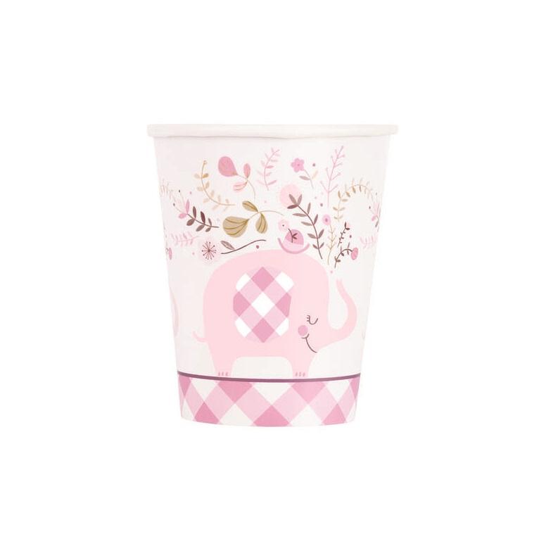 Pappkopper baby, elefant rosa - 8 stk
