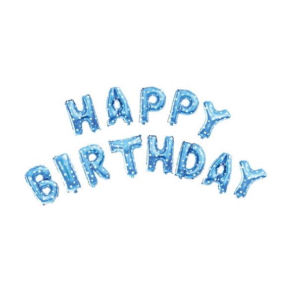 Ballongbanner, happy birthday - blå med stjerner