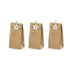 Adventskalender poser, brun - fyll selv