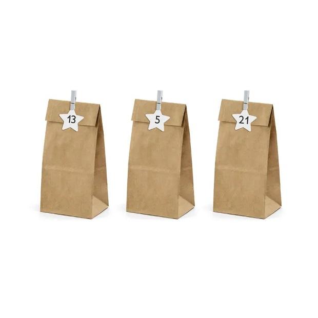Adventskalender poser, brun - fyll selv