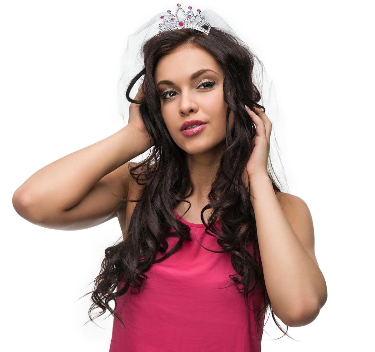 Tiara med slør, elegant liten