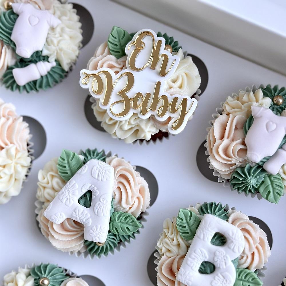 Cupcakepynt dobbelt lag - egen tekst