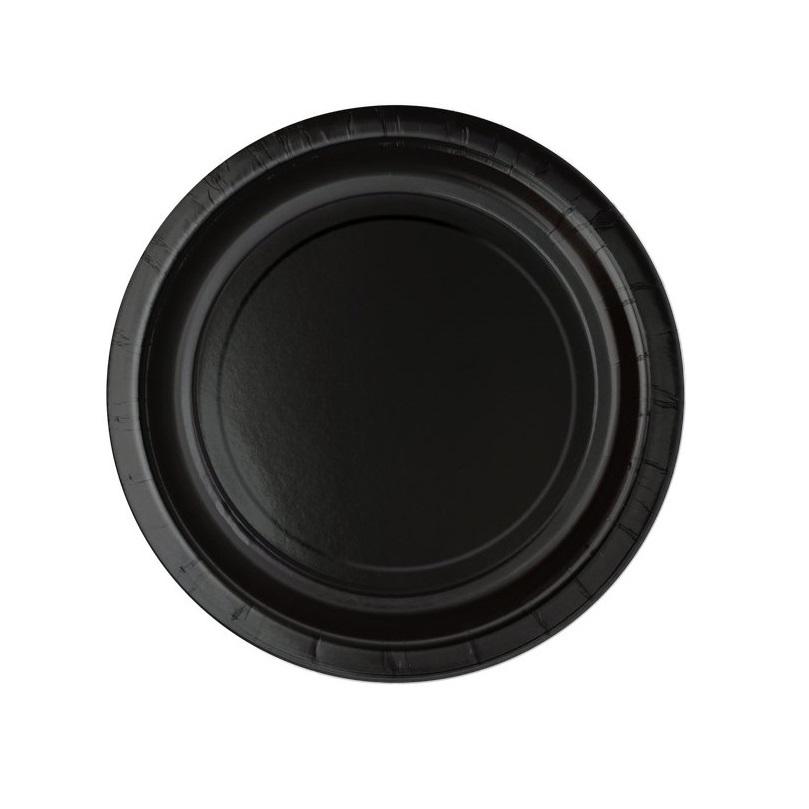 Papptallerkener svart, 22 cm - 8 stk