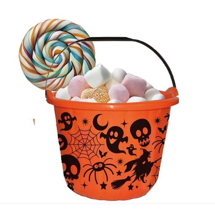 Halloween godtebøtte - Oransje med figurer