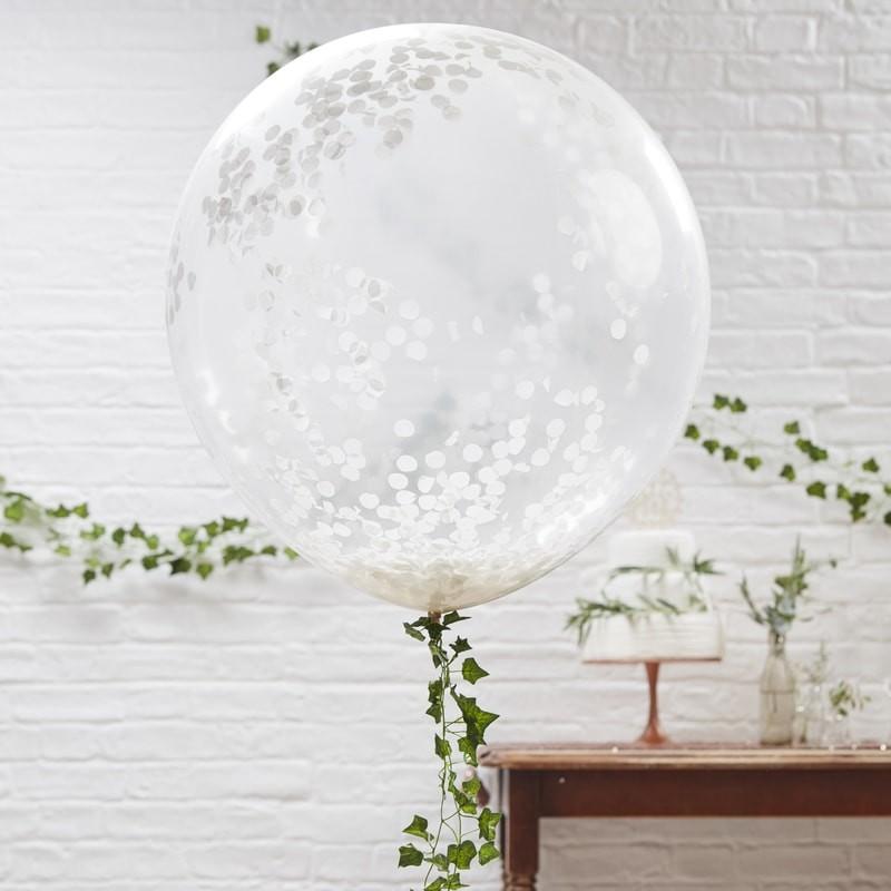 Gigantiske konfettiballonger, hvit – 3 stk