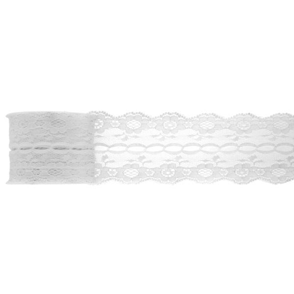 Pyntebånd 50mm, blonder hvit – 3 m