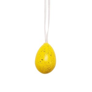 Påskepynt, hengende miniegg, gul - 6 stk