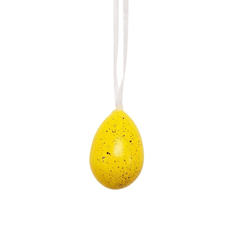 Påskepynt, hengende miniegg, gul - 6 stk