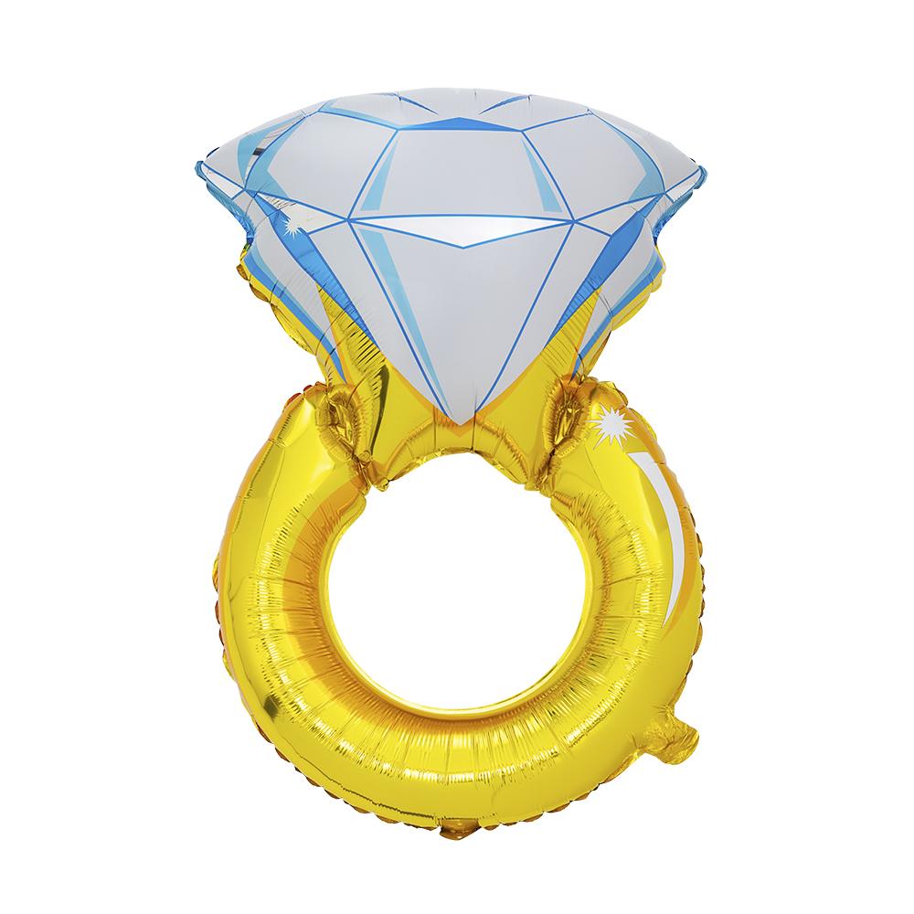Folieballong XL, gull - diamantring