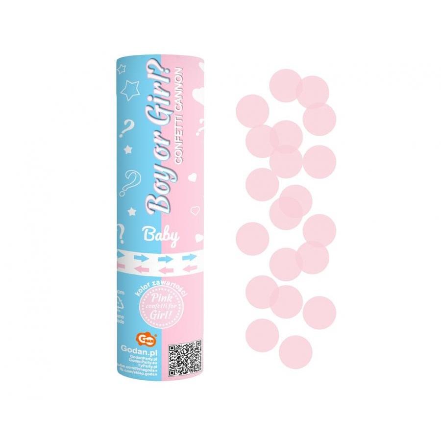 Konfettikanon liten, gender reveal - rosa konfetti