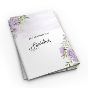 Gjestebok - Min konfirmasjon, lilla blomst