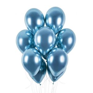 Ballonger chrome blå, 30 cm - 10 stk