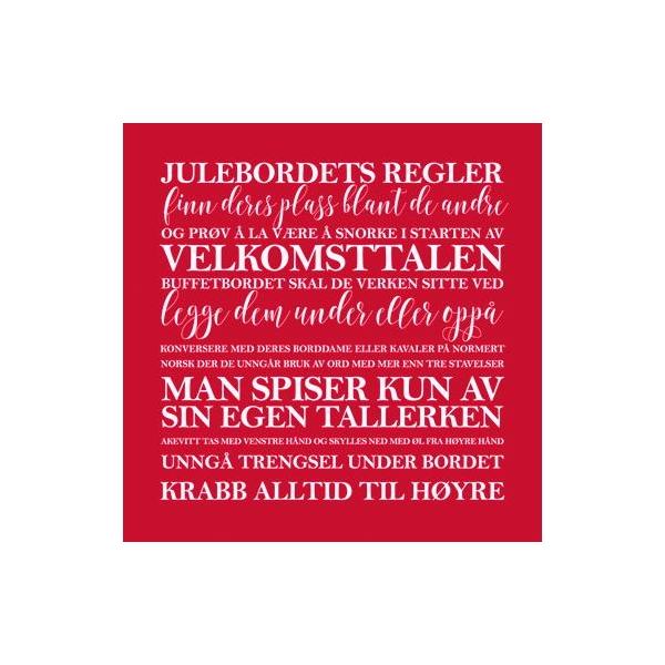 Servietter, Julebordets regler rød – 20 stk