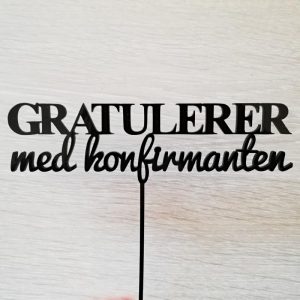 Kakepynt, svart - Gratulerer med konfirmanten
