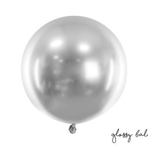 Ballong chrome sølv rund, 60 cm - 1 stk