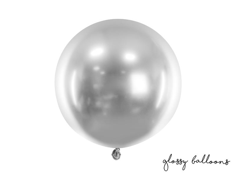 Ballong chrome sølv rund, 60 cm - 1 stk
