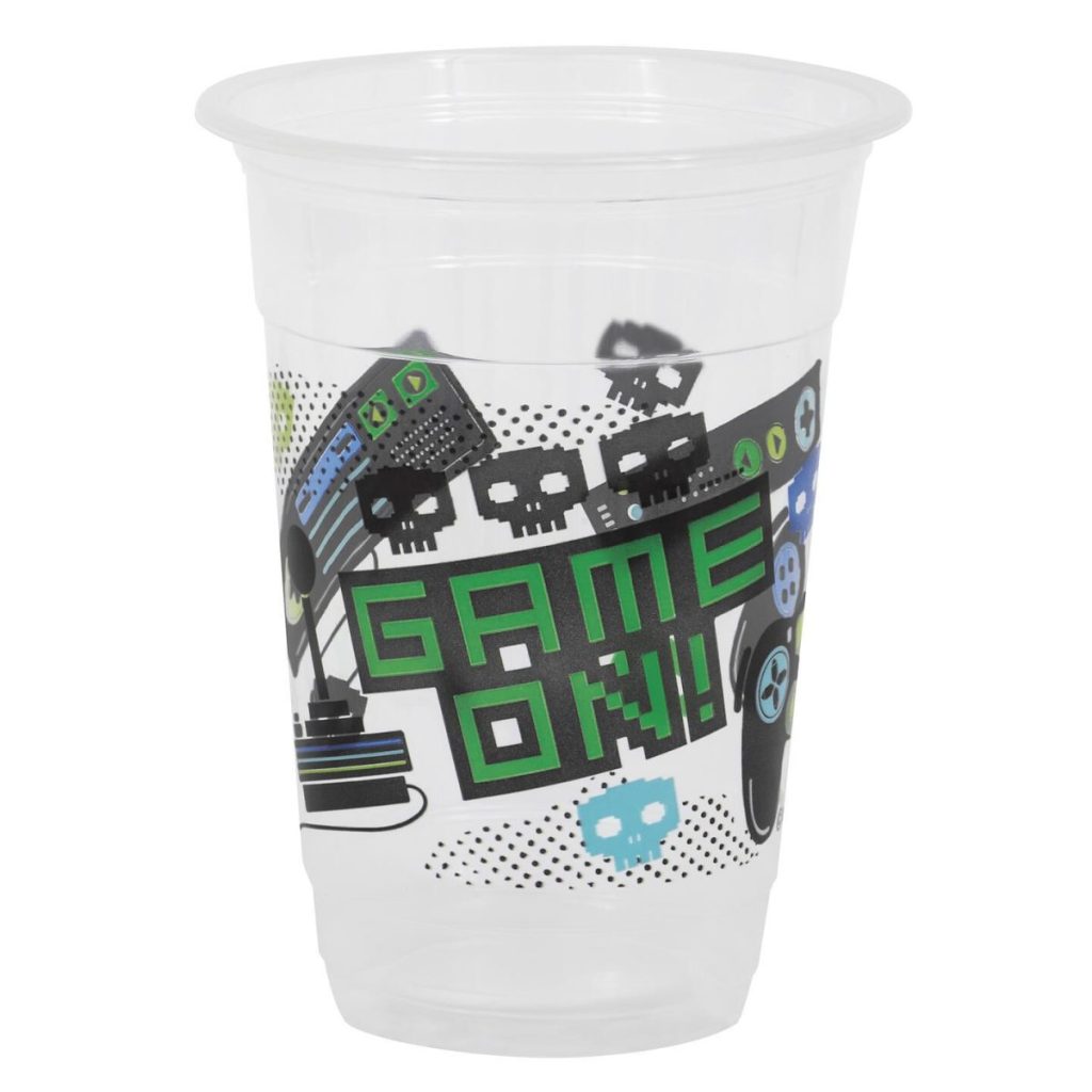 Plastglass 4,5dl, game on - 8 stk