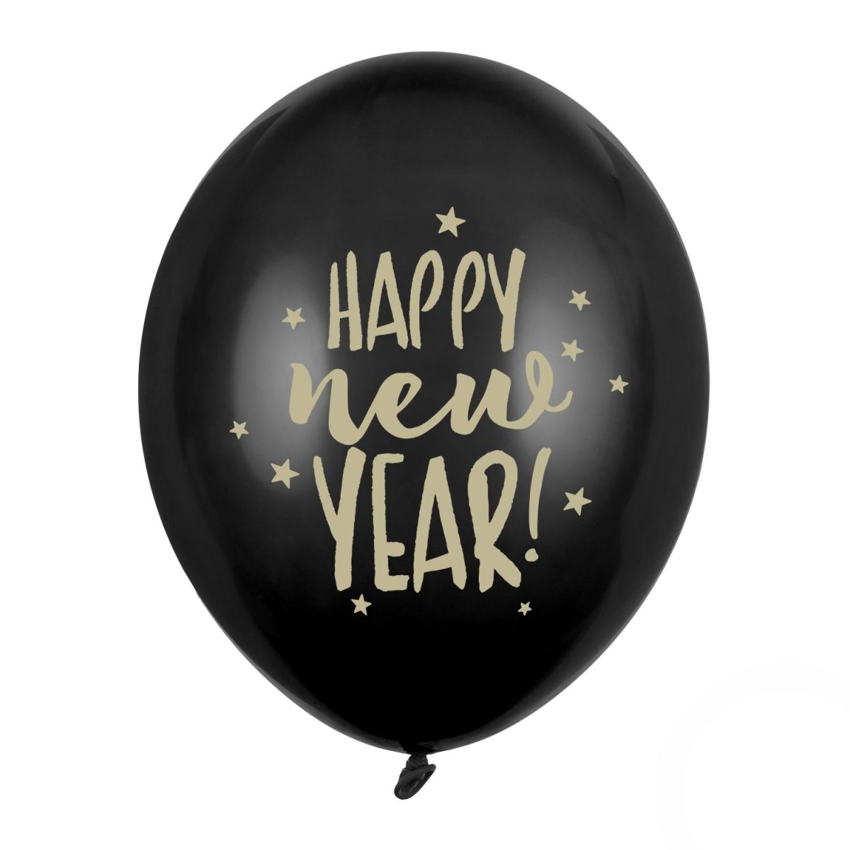 Ballonger HAPPY NEW YEAR, svart - 6 stk