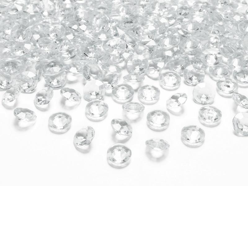 Konfetti diamanter, blanke 12mm - 100 stk